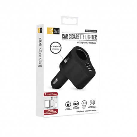 Cargador Dual USB Case Logic 3Amp Negro - Envío Gratuito