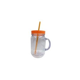 Vaso con Popote 20oz color Naranja - Envío Gratuito